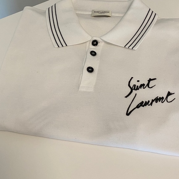 Yves Saint Laurent Polo White and Black Piqué - Picture 4 of 5